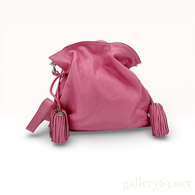 Loewe Flamenco Leather Tassel Fringe Shoulder Bag – Pink. Pink Loewe Flamenco shoulder bag made 