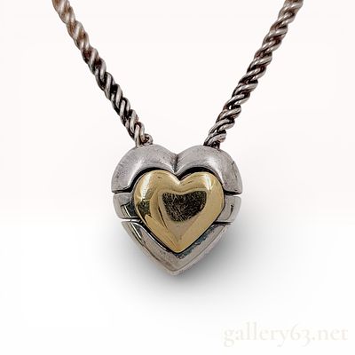 18K Gold & 925 Tiffany & Co. Puzzle Heart Necklace 16". Authentic Tiffany &amp; Co. Puzzle Heart 