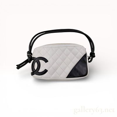 Chanel Cambon Line Lambskin Black and White Quilted Bag. Authentic Chanel Cambon handbag crafted 