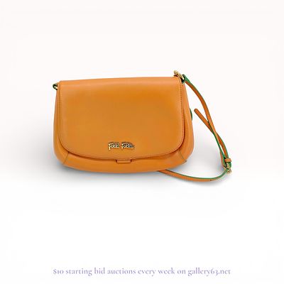 Folli Follie Leather Crossbody Shoulder Bag in Orange Leather - Very Good condition. Estate lot 