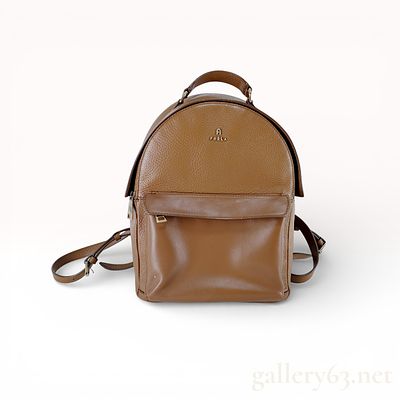Furla Favola Small Leather Backpack. Authentic Furla backpack in brown pebbled leather 
