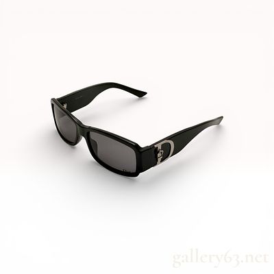 Dior 807BN Black Rectangular Sunglasses with Silver CD Logo Temples with box. Dior 807BN 