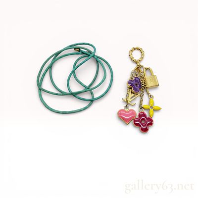 Louis Vuitton Sweet Monogram Charm Pendant Choker Necklace with Green Cord with Box & Pouch. Loui 