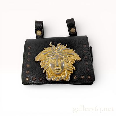 Vintage Gianni Versace Belt Pouch. Authentic Gianni Versace vintage belt pouch in black leather 