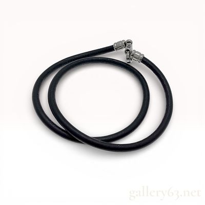 Bvlgari Black Rubber Cord Necklace with SilverTone Hardware. This authentic Bvlgari necklace 