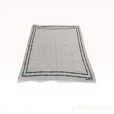 Celine Paris Cotton Blend Scarf with Triomphe Logo Border. Celine Paris scarf featuring a white 