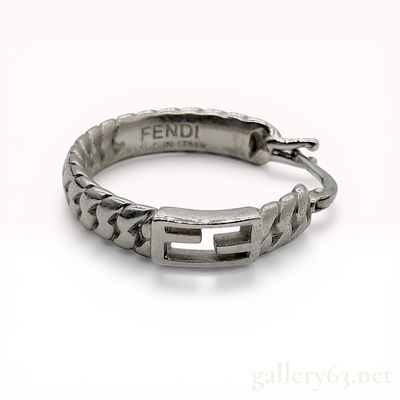 Fendi Baguette FF Logo Silver-Tone Single Hoop Earring. Fendi single hoop earring from the 