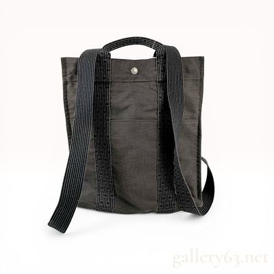 Hermes Herline Ado Canvas Backpack in Gray. Hermes Herline Ado backpack in gray charcoal canvas. 