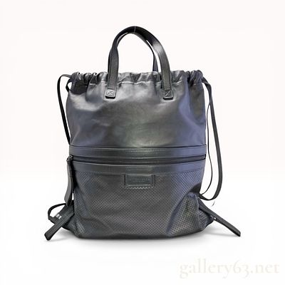Bottega Veneta Black Leather Perforated Drawstring Backpack Tote. Bottega Veneta convertible 