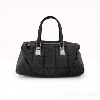 Chanel Chocolate Bar Quilted Nylon and Leather Boston Bag. Chanel Chocolate Bar quilted Boston 