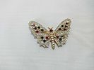 Nina Ricci Gold-Toned Multi-Color Rhinestone Butterfly Brooch. Nina Ricci butterfly brooch, late Image - 1