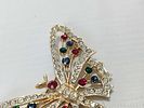 Nina Ricci Gold-Toned Multi-Color Rhinestone Butterfly Brooch. Nina Ricci butterfly brooch, late Image - 6
