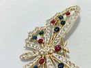 Nina Ricci Gold-Toned Multi-Color Rhinestone Butterfly Brooch. Nina Ricci butterfly brooch, late Image - 7