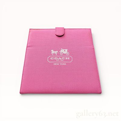 Coach Pink Canvas Folding Travel Vanity Mirror. Coach folding travel vanity mirror featuring a 