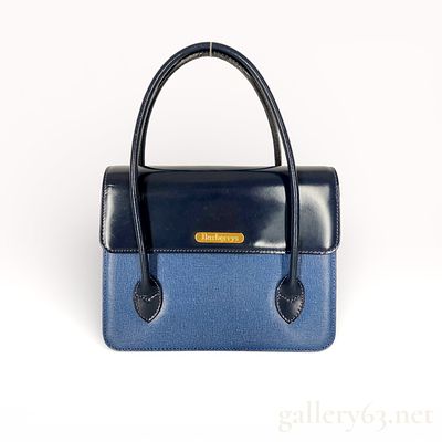 Burberrys Vintage Two-Tone Leather Top Handle Bag. Burberrys vintage top handle bag 