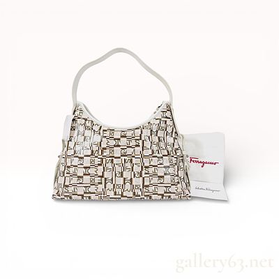 Salvatore Ferragamo Coated Canvas Logo Print Hobo Bag, Model 21-A120. Salvatore Ferragamo 