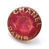 A Pair of Vintage Chanel Pink and Gold-Tone Paris Button Clip-On Earrings, 1997. Chanel Image - 3