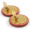 A Pair of Vintage Chanel Pink and Gold-Tone Paris Button Clip-On Earrings, 1997. Chanel Image - 4