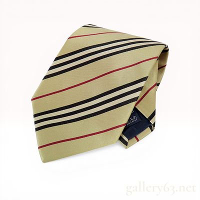 Burberry London Men's Beige Manson Diagonal Stripe Silk Tie. Burberry London men's necktie in 