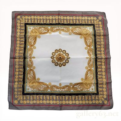 Celine Paris Neoclassical Coin Motif Silk Scarf. Celine Paris square silk scarf featuring a 