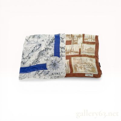 Two Christian Dior Designer Scarves. Two Christian Dior scarves, including a nautical map motif 