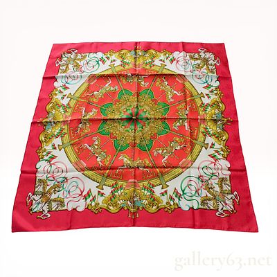 Hermes Luna Park Silk Jacquard Scarf by Joachim Metz. Herm&egrave;s silk jacquard scarf in the Luna 