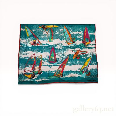Hermes Paris Planches a Voile Silk Mousseline Scarf. Hermes Paris silk mousseline scarf in the 