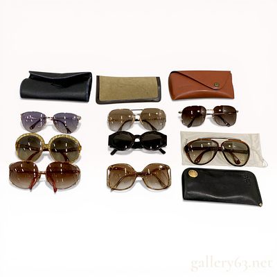 An Assortment of Vintage Designer Sunglasses and Cases Including Christian Dior and Yves Saint 