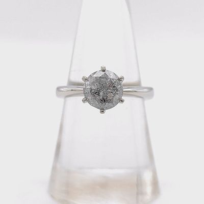 Platinum and 1.811 Carat Natural Diamond Solitaire Ring. A contemporary natural diamond 