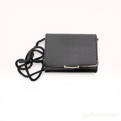 Bottega Veneta Vintage Black Satin Rhinestone Evening Bag. Bottega Veneta vintage black silk 