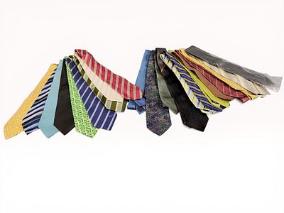 An Assortment of Eighteen Designer Silk Neckties including Hermes, Celine, and Versace. An 