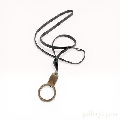 Bulgari Black Leather Lanyard Necklace with Key Ring Pendant. Bulgari black leather lanyard 