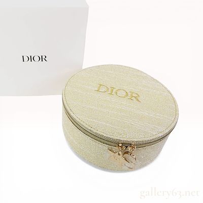 Christian Dior Gold Metallic Woven Circular Vanity Case with Mirror. Christian Dior circular 