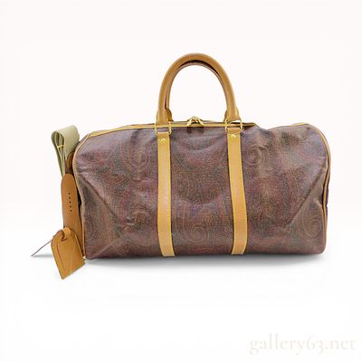 Etro Paisley Coated Canvas Large Duffle Bag. Etro travel duffle bag in signature multi-colored 