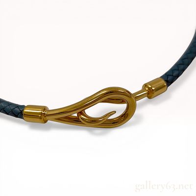 Hermes Jumbo Hook Braided Leather Necklace/ Double Wrap Bracelet. Hermes Jumbo model bracelet 