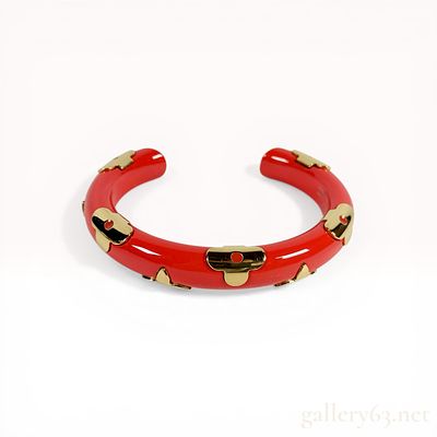 Louis Vuitton Red Resin and Gold-Tone Daily Monogram Cuff Bracelet. Louis Vuitton Daily Monogram 