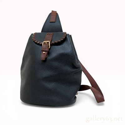 Vintage Fendi Black Textured Leather and Brown Trim Bucket Sling Backpack. Vintage Fendi 