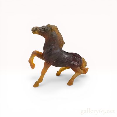 Daum France Pate de Verre Spirited Horse Figurine. Daum France pate de verre glass figurine of a 