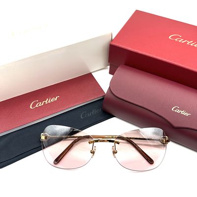Cartier C Decor Gold-Tone Rimless Sunglasses with Original Packaging. Cartier C Decor rimless 