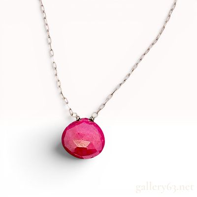 Sterling Silver Ruby Pendant Necklace 14". Sterling filled necklace featuring a faceted treated 