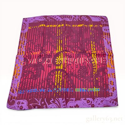 Etro Italian Silk Scarf with Paisley and Striped Motif. An authentic 100% silk scarf 