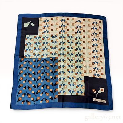 1970s Vintage Christian Dior Silk Scarf 30". Christian Dior silk twill scarf featuring a 