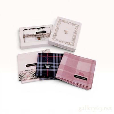 A Set of 4 Burberry and Burberrys Cotton Pocket Squares & Scarf. A set of four Burberry and 