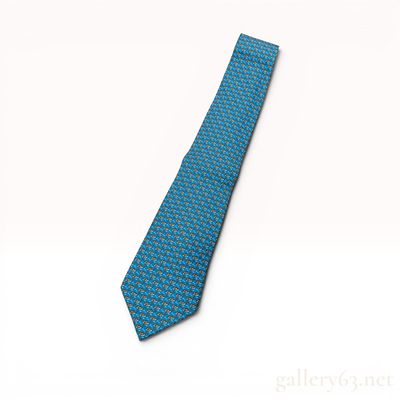 Hermes Silk Necktie with Orca Motif Pattern 5631 EA. Hermes silk necktie featuring a repeating 