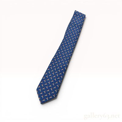 Hermes Silk Equestrian Pattern Necktie. Hermes Paris silk necktie featuring a repeating 