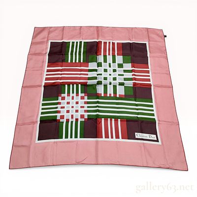 Christian Dior Square Silk Scarf with Geometric Pattern. Christian Dior square silk fashion 