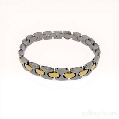 Charles Jourdan Two Tone H-Shape Link Bracelet with Box. Modern two-tone magnetic therapy link 
