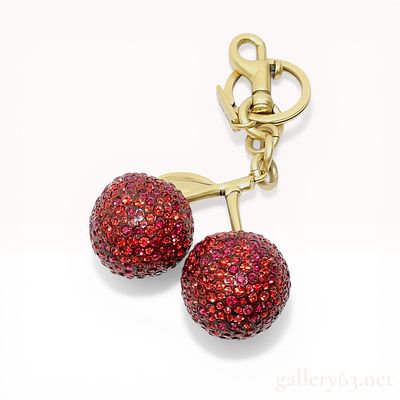 Coach Crystal Cherry Bag Charm. Coach novelty bag charm featuring a pair of cherries, modern 