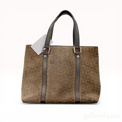 Celine Brown Suede C Macadam Triomphe Monogram Tote Bag. Celine C Macadam Triomphe Monogram tote 