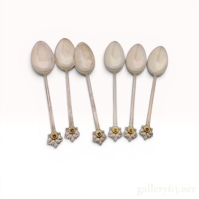 A Set of Six Japanese Export Silver Demitasse Spoons. A set of six Japanese export silver 